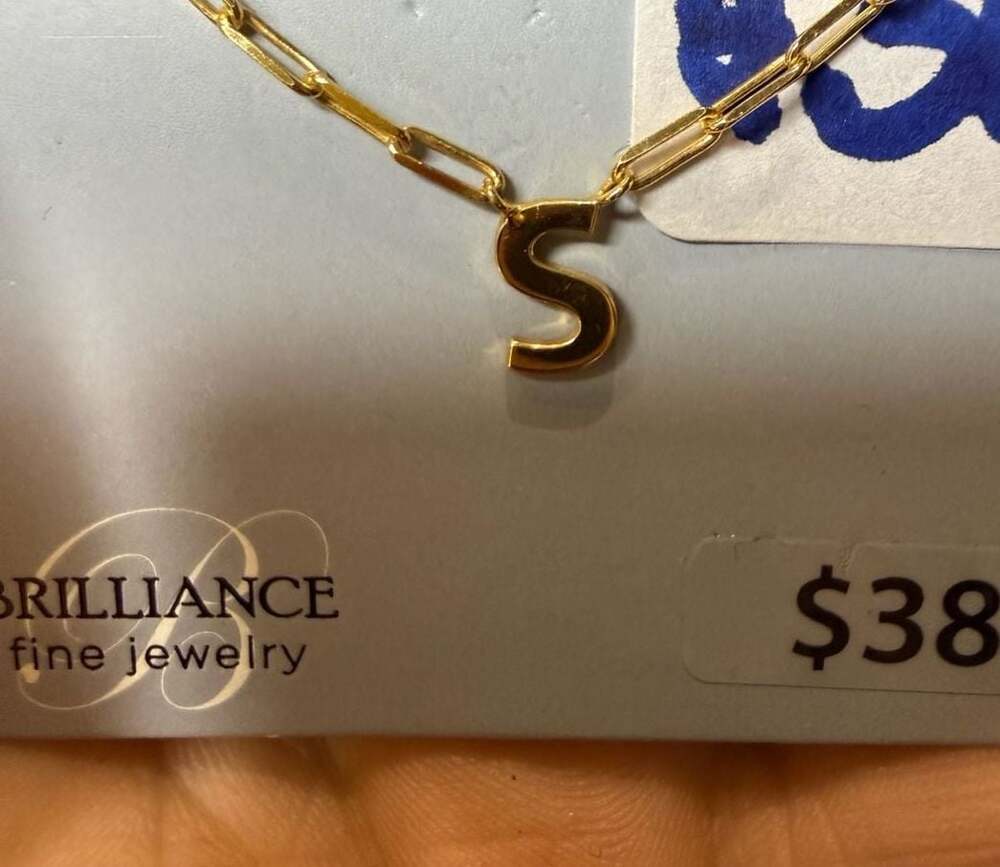 Brilliance Fine Jewelry Women's 14K Gold Plated Sterling Silver “S” Necklace